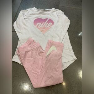 Nike 4t Girl Shirt Legging Outfit Bundle Set Pink White